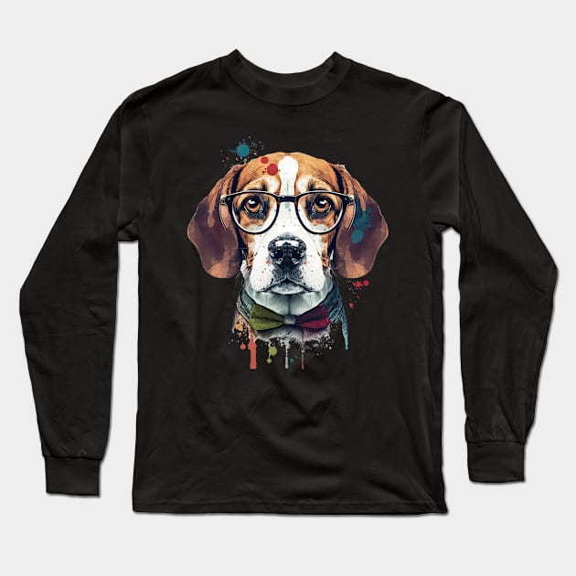 Hipster Beagle Long Sleeve T-Shirt by JayD World